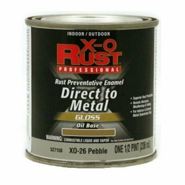 True Value X-O Rust DTM Rust Preventative Paint, Oil Base, Gloss, Pebble, 0.5 pt, 400 to 450 sq-ft/gal Coverage XO26-HP